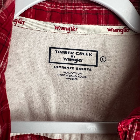 Timber Creek By Wrangler Men’s Button Down Shirt Red / White Size Large - Picture 3 of 3